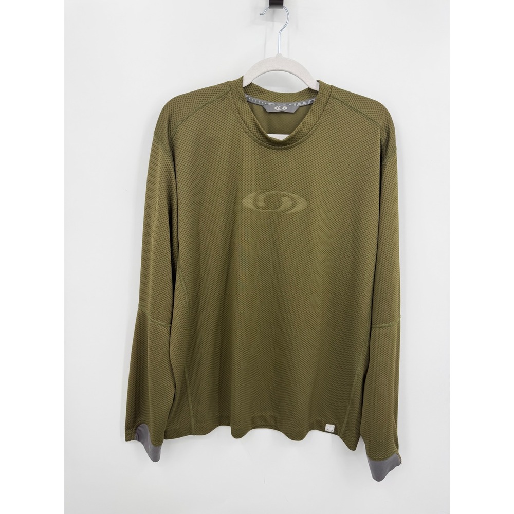 Salomon moto Performance Top Mens XL Olive Green MotoMesh Long Sleeve Mock Neck